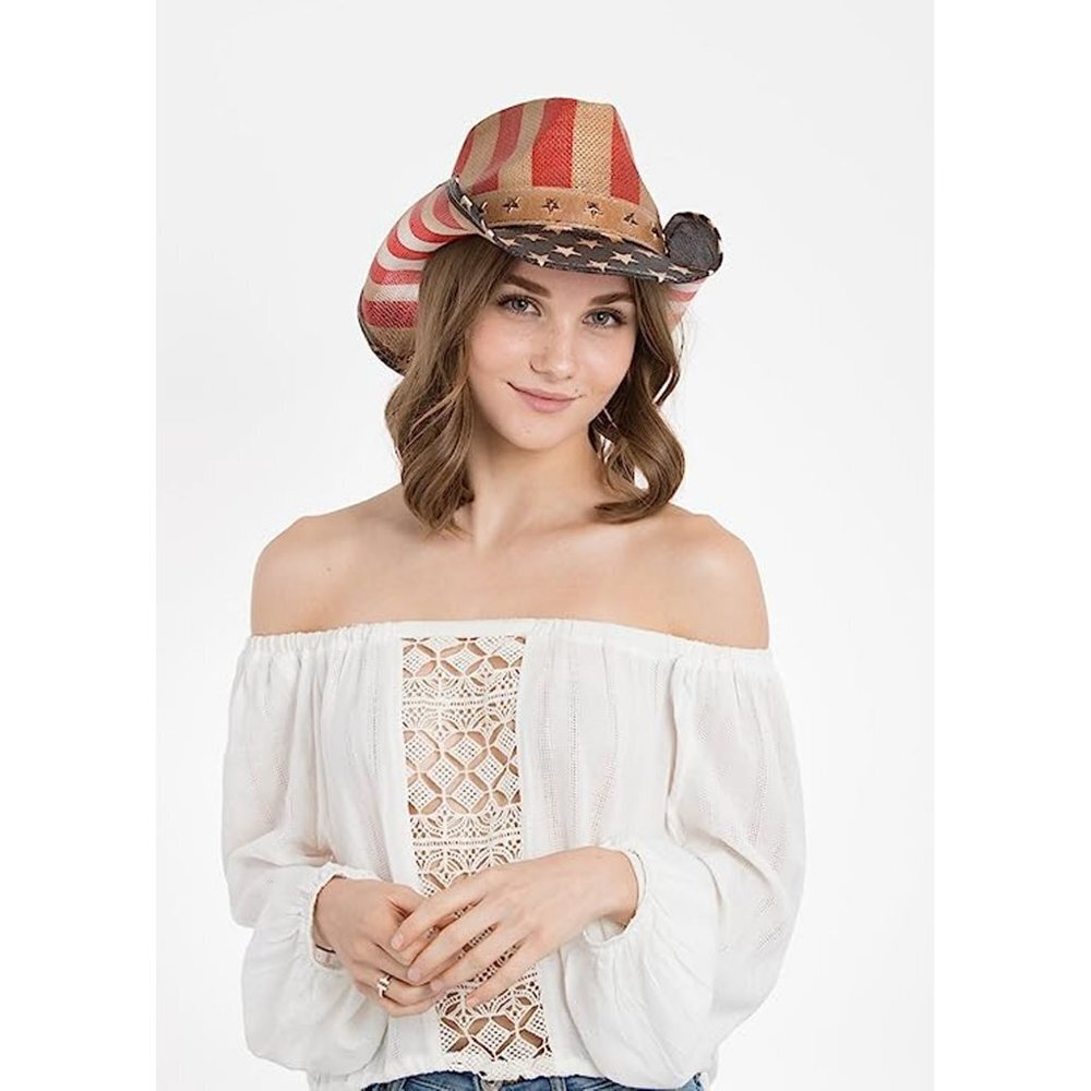 Cody James‎ American Flag Straw Cowboy Drifter Hat